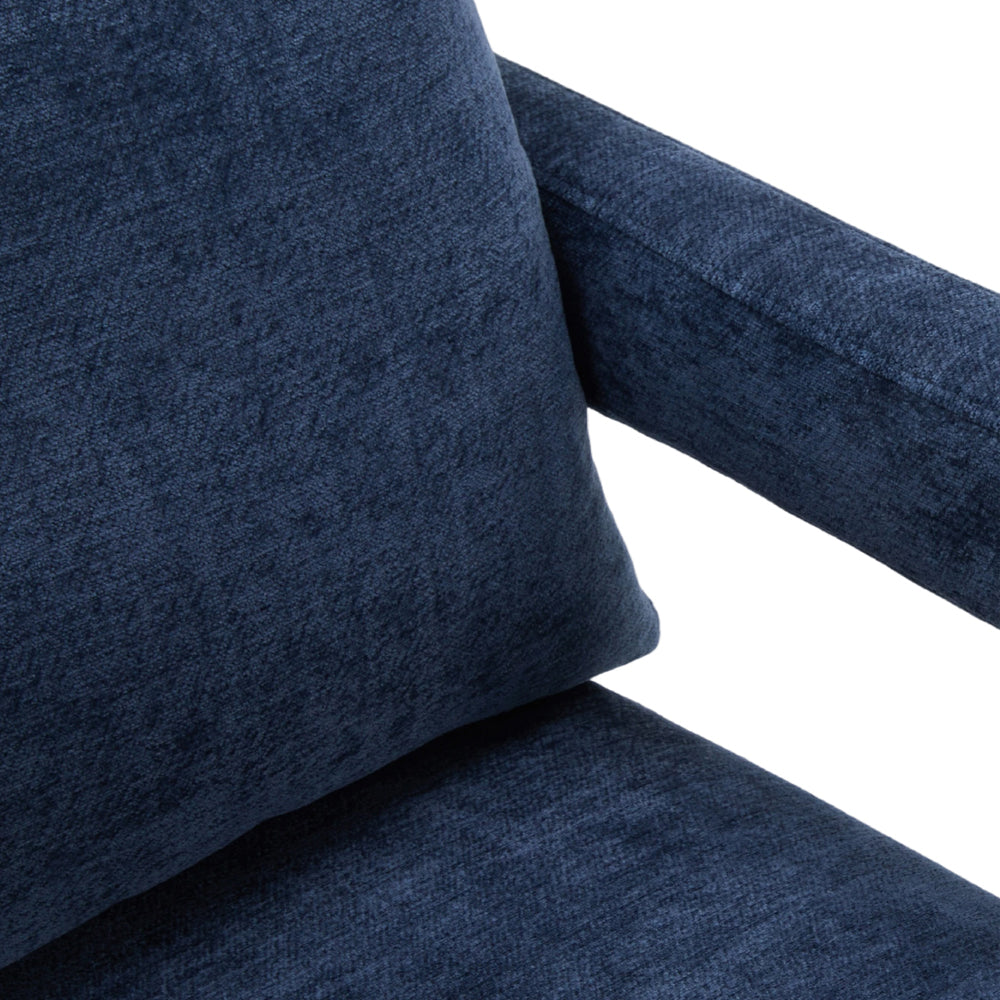 Chenille Upholstered Accent Chair With Lumbar Pillow | Blue