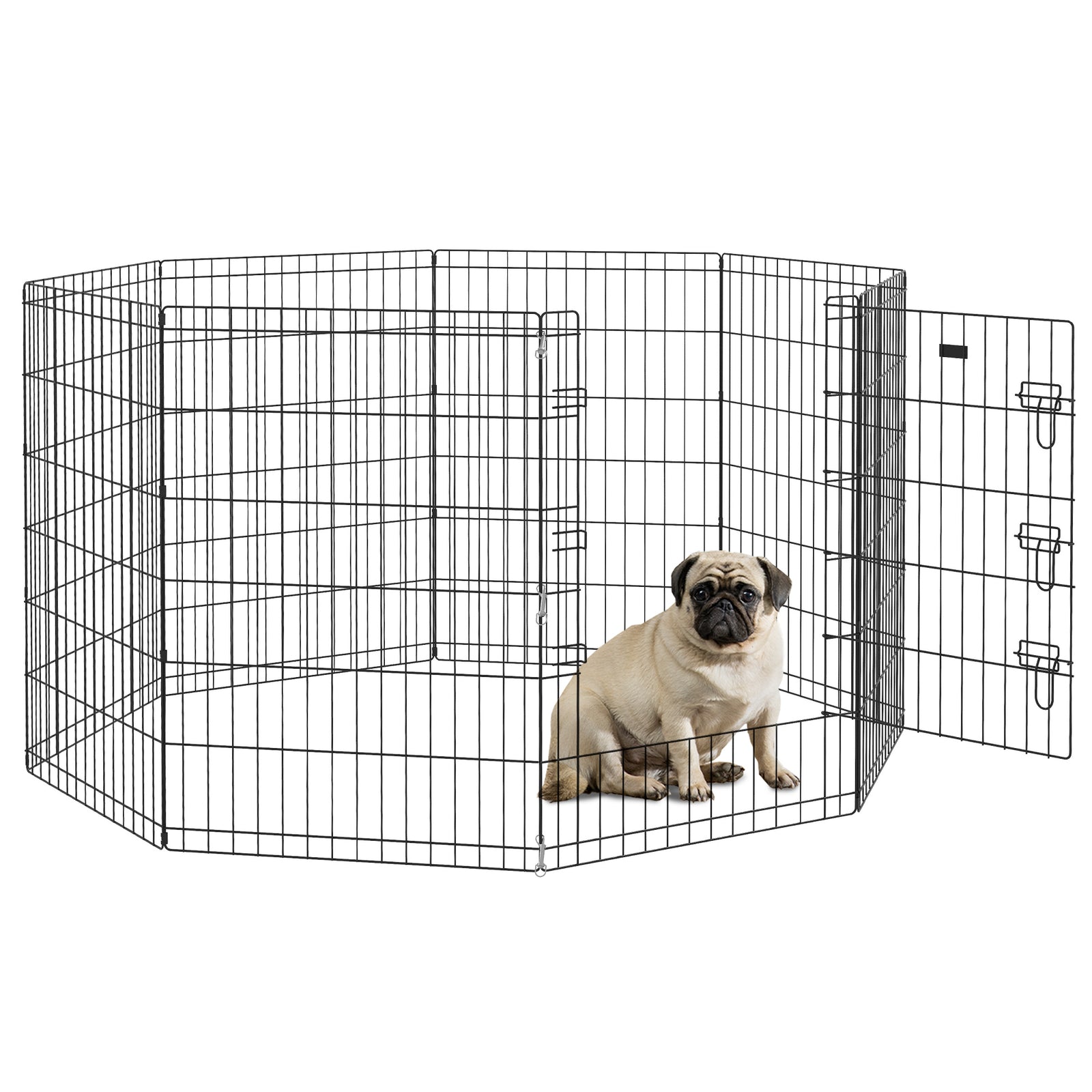 8-panel Diy Dog Pen With Door For Indoor/outdoor Use, 91cm High
