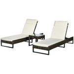 3pc Rattan Sun Lounger Set W/ Cushions | Brown