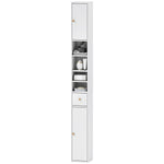 HOMCOM Tall Bathroom Cabinet With Drawer And Adjustable Shelves, White