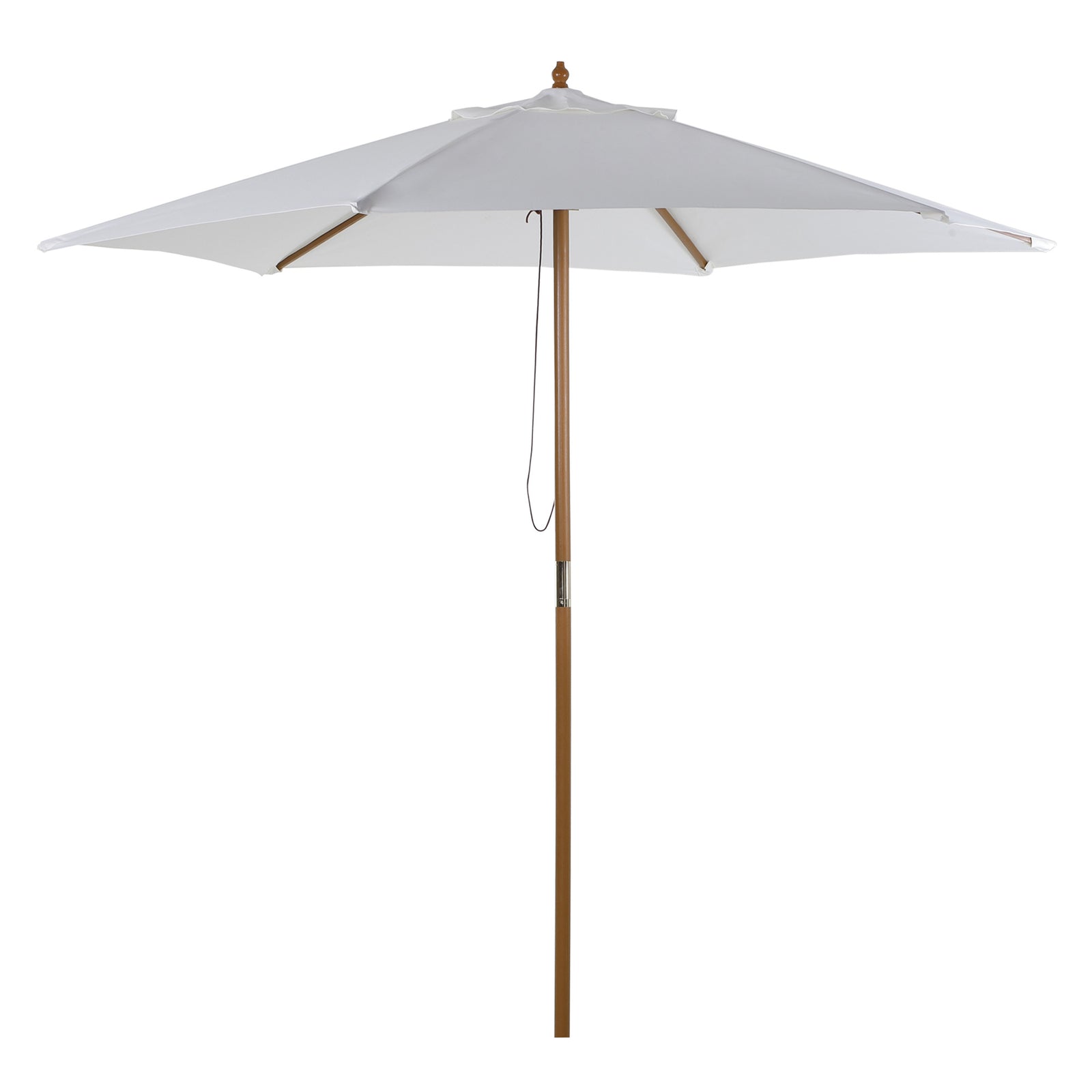 2.5m Wood Garden Parasol Sun Shade | White