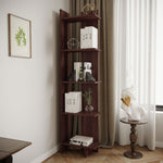 Modern 5-tier Corner Bookshelf Shelf Unit | Walnut