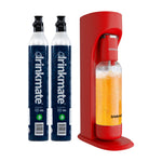 Omnifizz Soda Maker, Sparkling Water Maker With 60l Co2 Canister | Set-of-2 | Red