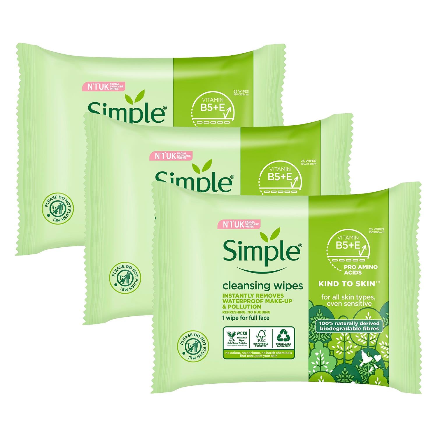 Double Sided Cleansing Biodegradable Facial Wipes, 25pcs | Set-of-3