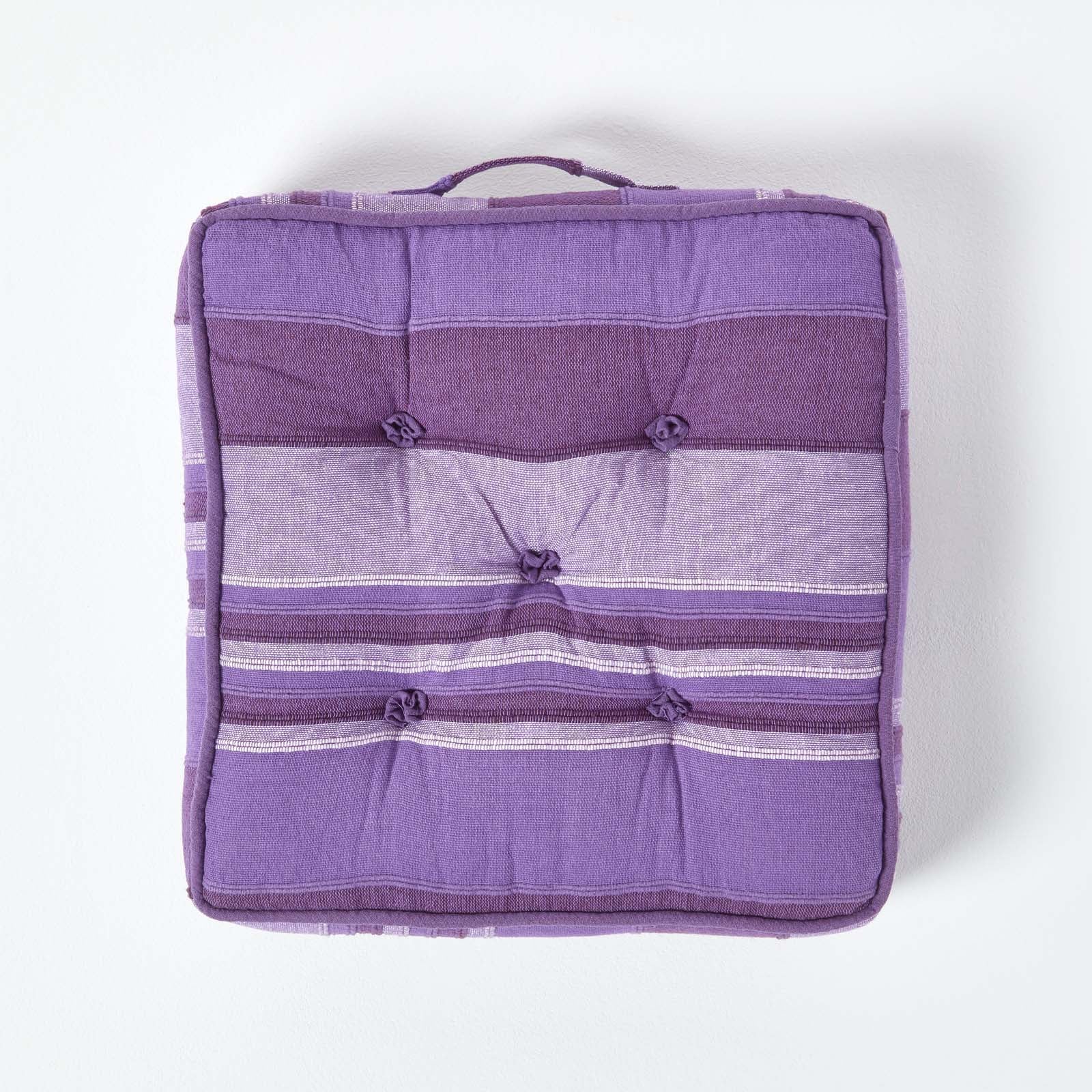 Morocco Striped Cotton Floor Cushion | 40cm x 40cm | Mauve