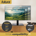 Universal Tv Table Stand 24 To 60 Inch Tvs, Swivel & Height Adjustable, 45kg Load, Max Vesa 400x400mm, Tempered Glass Base