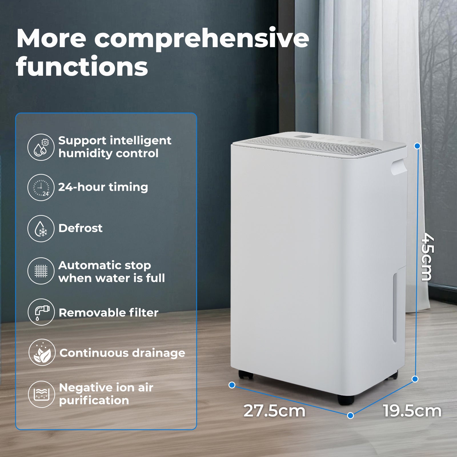 Spector 10l Dehumidifier Air Purifier Mould Moisture Extraction Quiet With Wheel