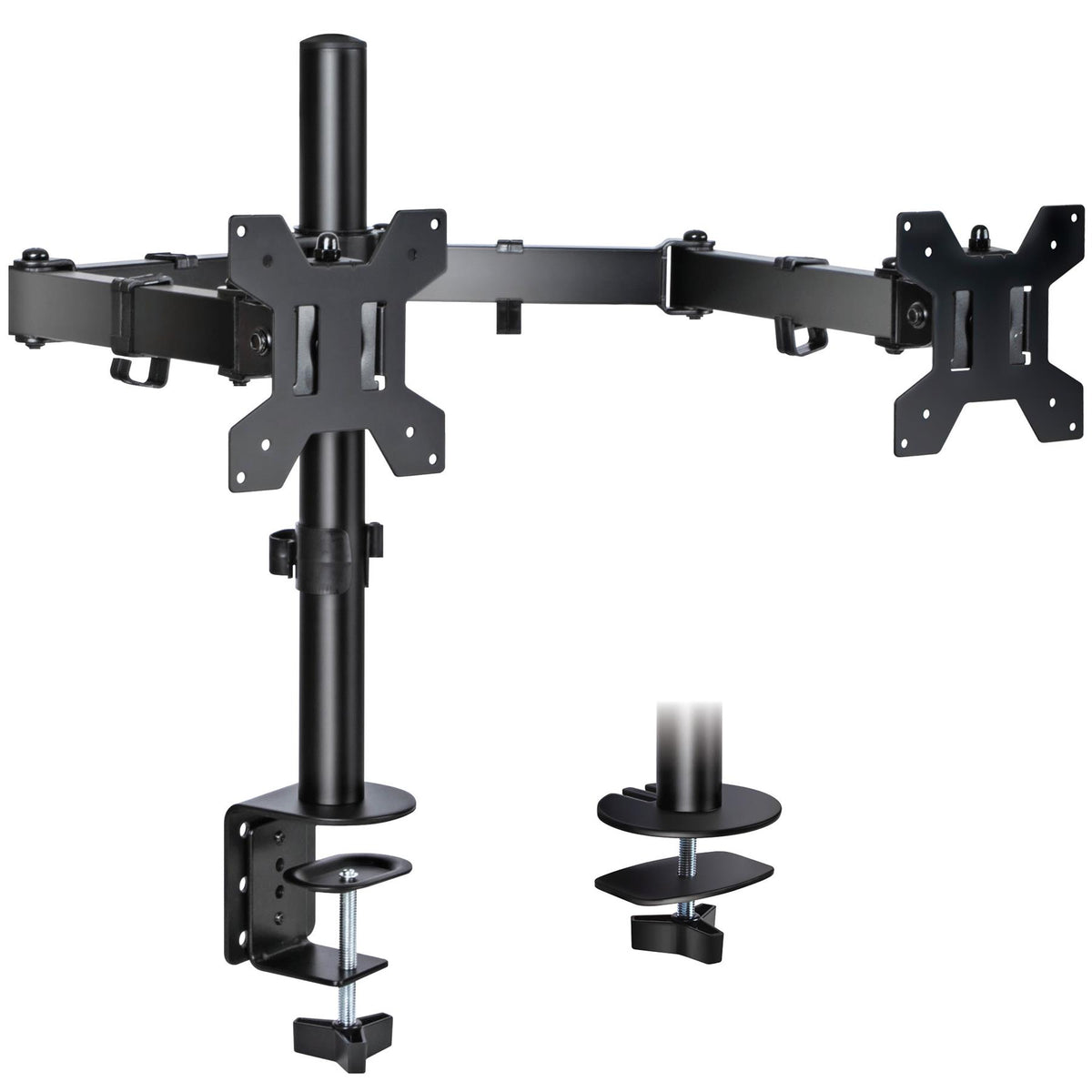 Single & Dual Monitor Arm For 13 To 32 Inch Screens - Dual Monitor Desk Mount With Clamp 90 Tilt And 360 Rotation & 180 Swivel | Dual Monitor Arm | Black