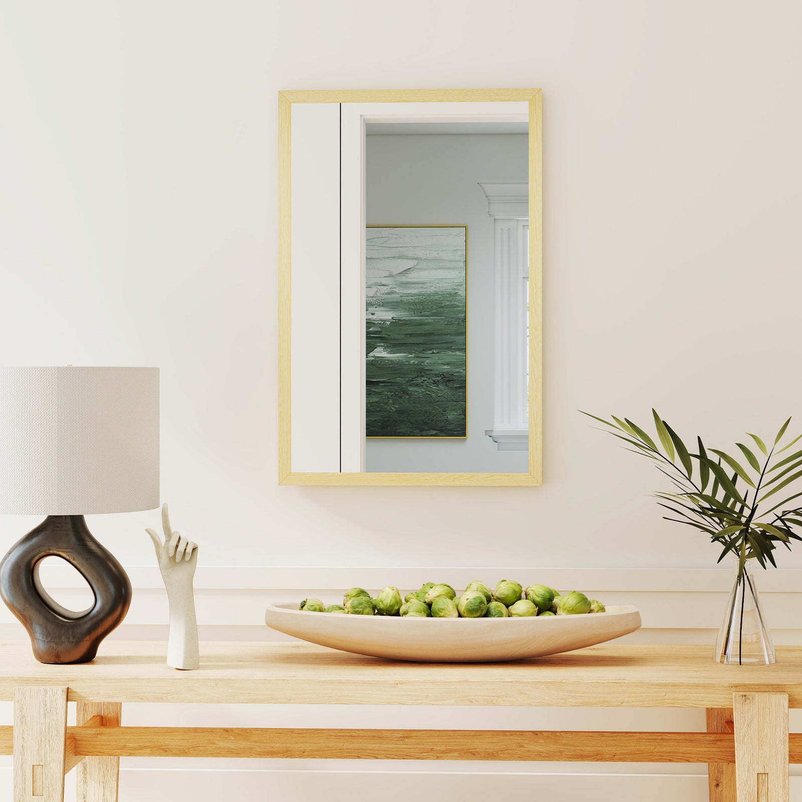 60x40cm Wall Bathroom Mirror For Home Decor, Vanity Mirror | Natural