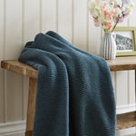 Saunton Knitted Throw | 130cm x 170cm | Blue