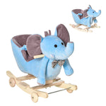 2-in-1 Baby Rocking Horse Ride On Elephant W/ Wheels Music | Blue