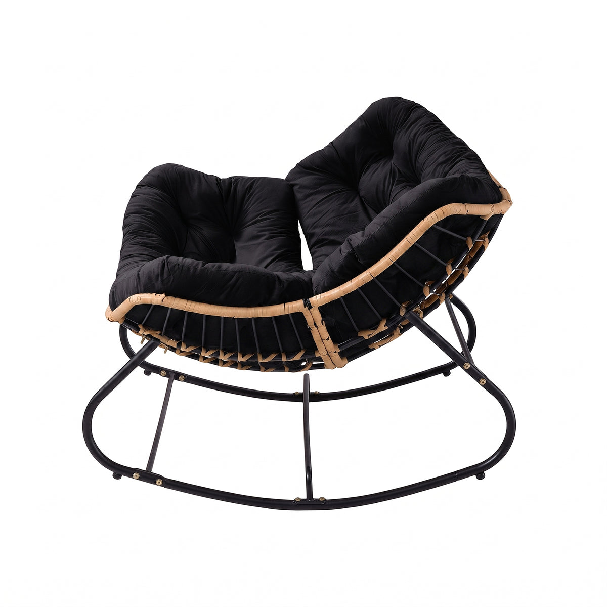 Modern Rocking Chair with Cushion – Compact | Black