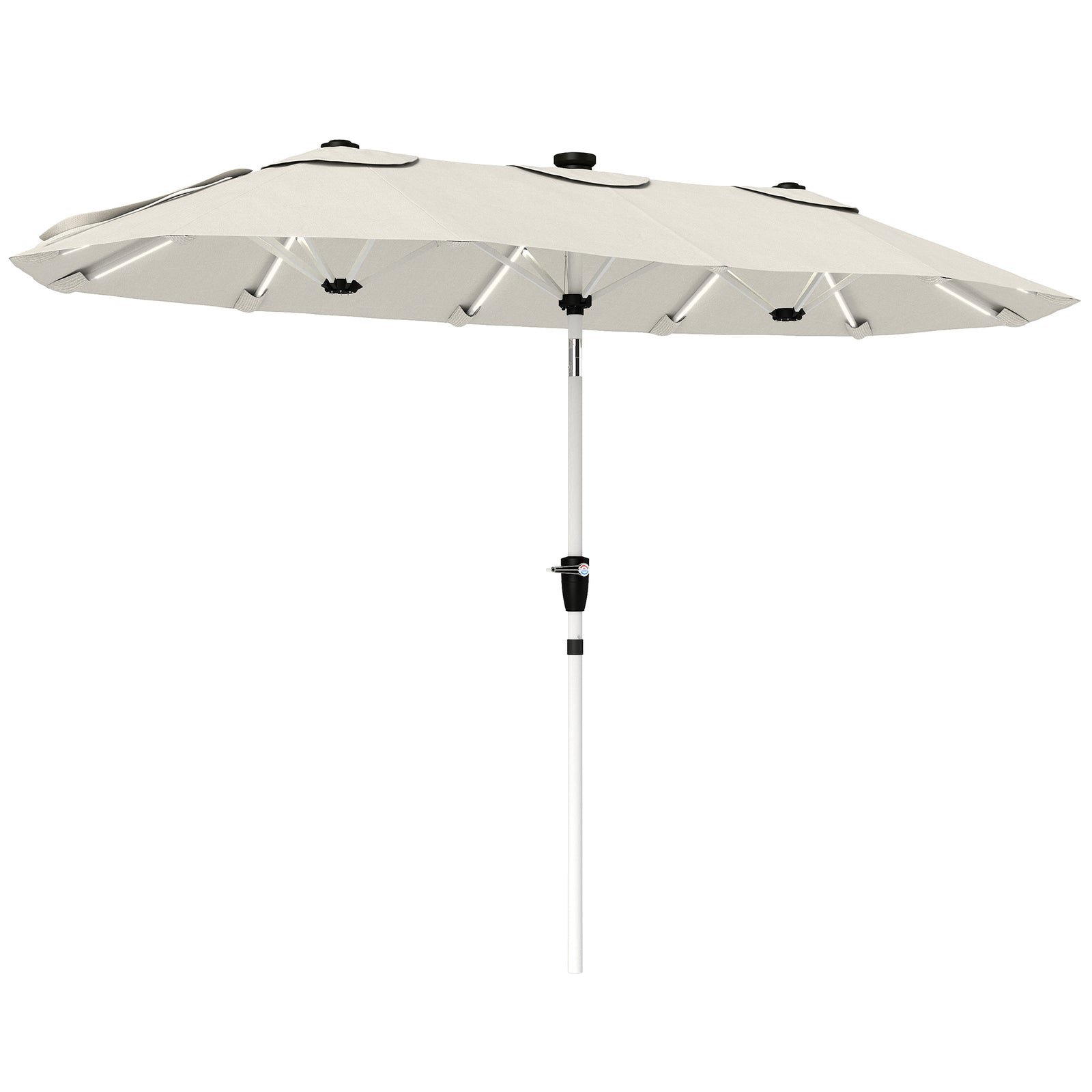 3 M Double-sided Garden Parasol With Solar Lights | Cream