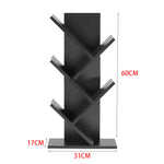 Rustic Standing Tree Bookshelf Wood Display Rack | Black