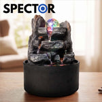 Spector Tabletop Water Fountain With Rotating Glass Ball  Resin Grey Brown