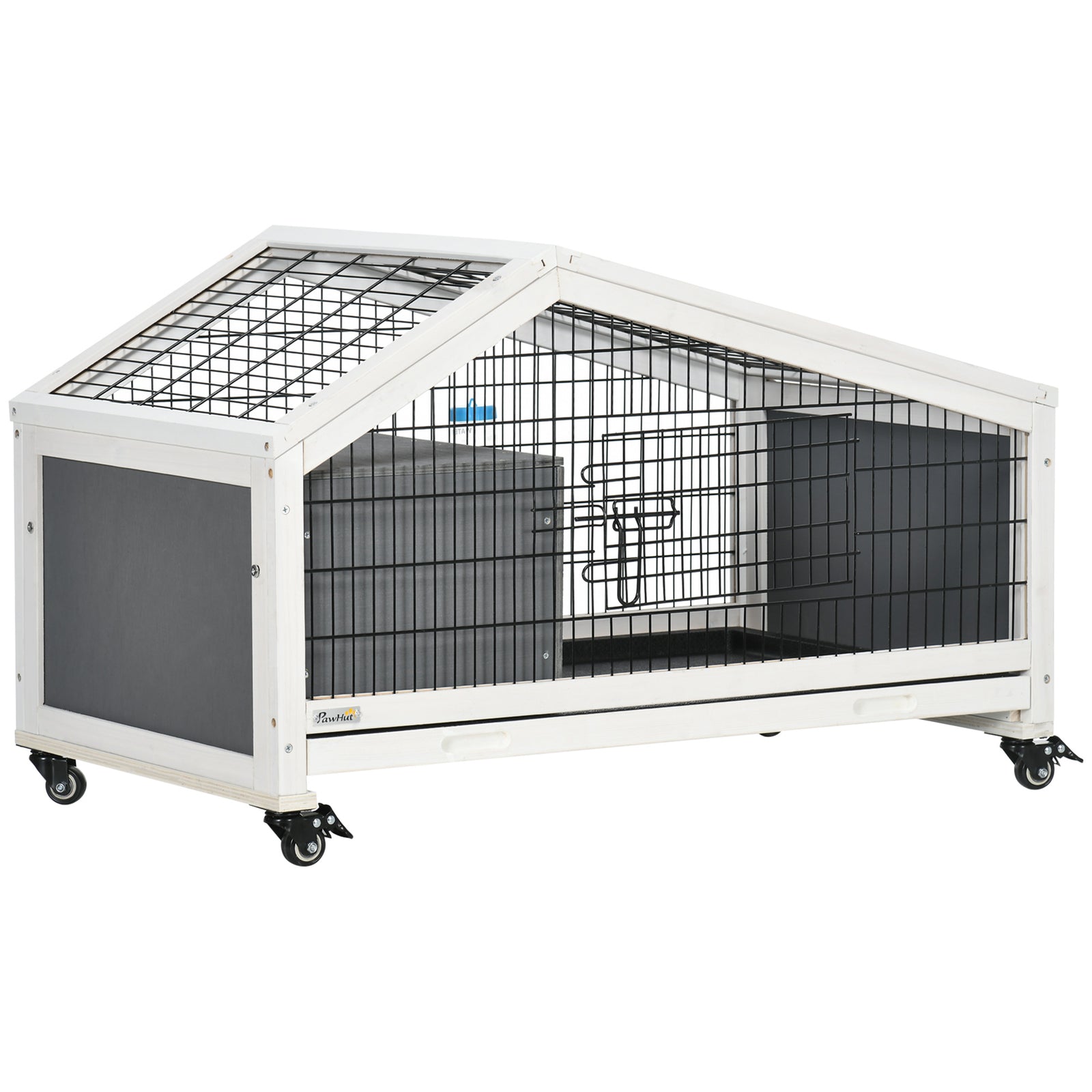 Rabbit Cage With Water Bottle, Wheels, Plastic Slide-out Tray 
Dark Grey