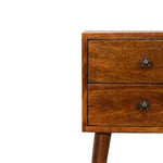 Solid Wood Mini 2 Drawer Chestnut Bedside
