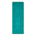 Plain Chenille 100% Cotton  Rug With Natural Trim | 200cm | Teal Green