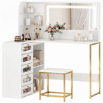 HOMCOM Dressing Table With Led Mirror And Stool, Drawers, Vanity Desk, White