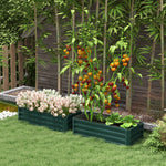 Set Of 2 Galvanized Raised Garden Bed | Green
