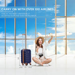 55x35x20cm Cabin Carry On Suitcase Hard Shell Overhead Luggage 100+ Airlines Approved | Cabin | Navy & Tan