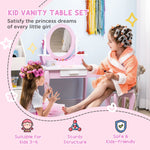 Kids Dressing Table With Mirror And Stool, For Ages 3-6 Years - Pink | Pink