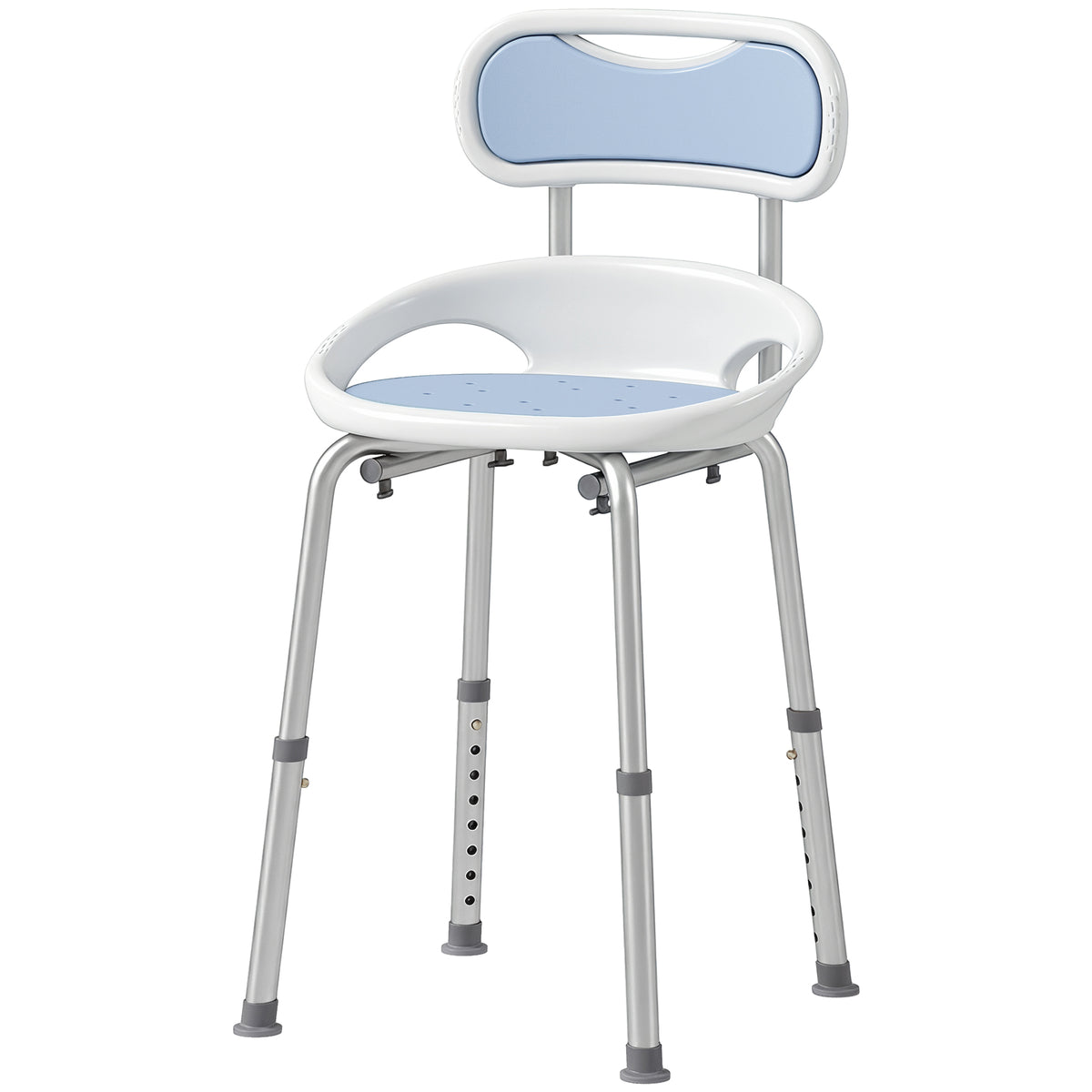 HOMCOM Shower Chair With Back, Adjustable Height, Side Support