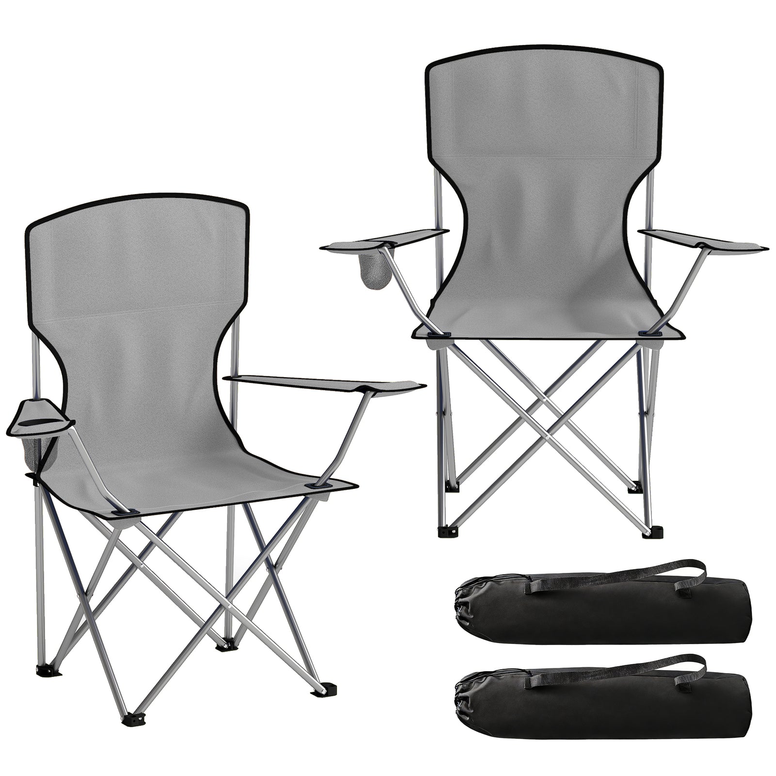Camping Chair Set Of 2 Portable Folding | Grey