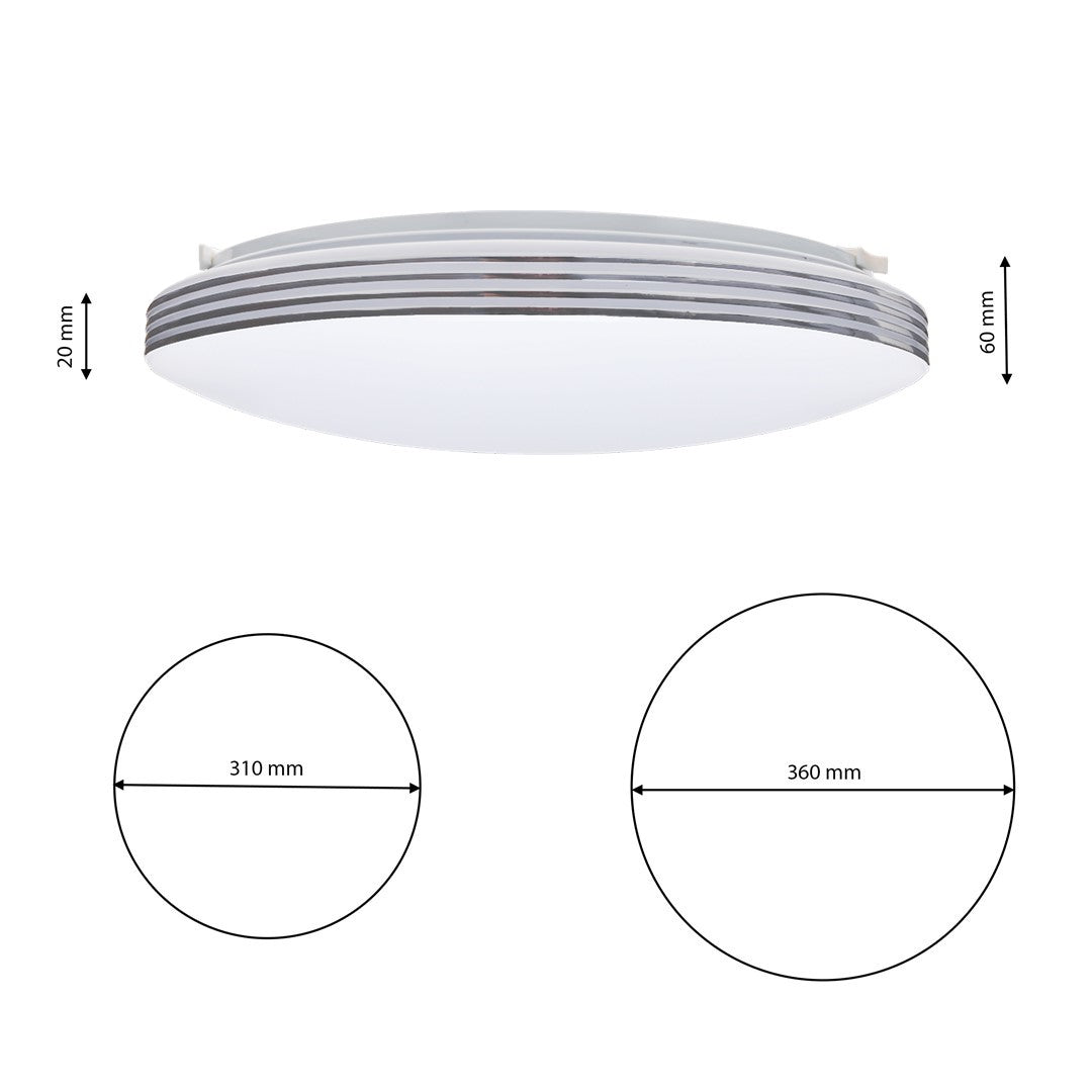 Ceiling Lamp Siena Stylish White And Chrome Circular Design Dimmable Including Remote Control | 35cm | White