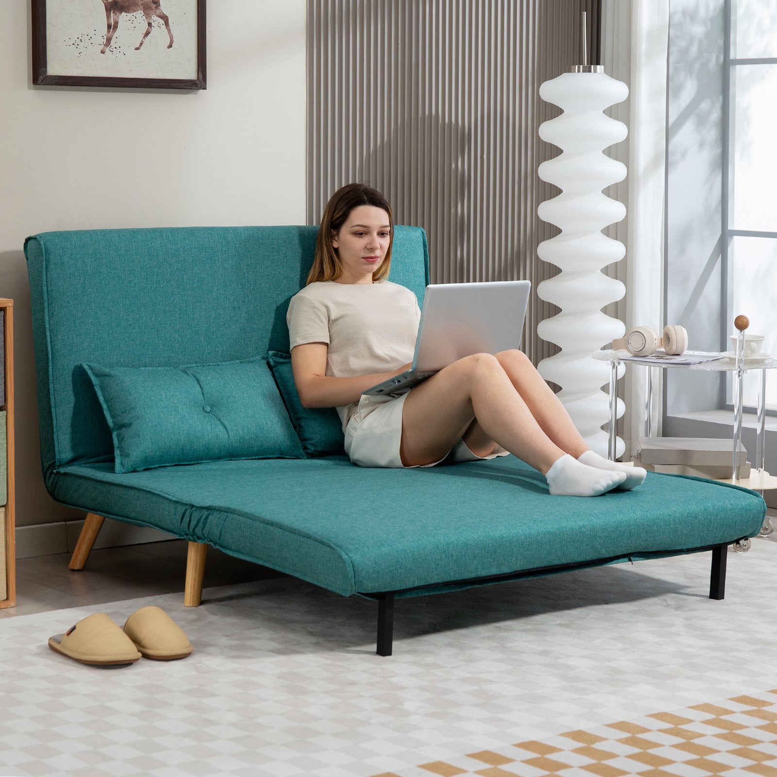 Click Clack Sofa Bed, 2 Seater Bed Settee For Living Room | Green