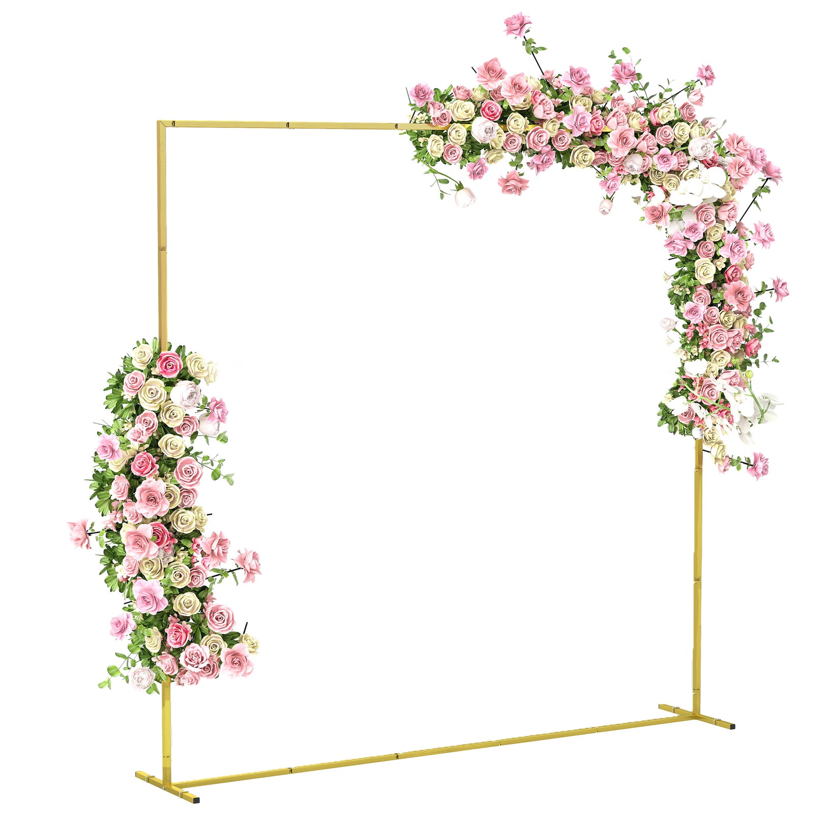 Outsunny Wedding Arch Backdrop Stand, Gold Wedding Arch With U-shaped Stakes