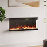 40-inch 3-sided Electric Fireplace Recessed & Freestanding Heater With Adjustable Flame, Remote Control, Timer & 12 Flame Colors