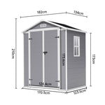 6x4.4ft Outdoor Plastic Garden Storage Shed With Lockable Double Doors & Floor Tool Shed