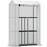 3 Tier Mini Greenhouse W/ Pe Cover, Roll-up Door | White