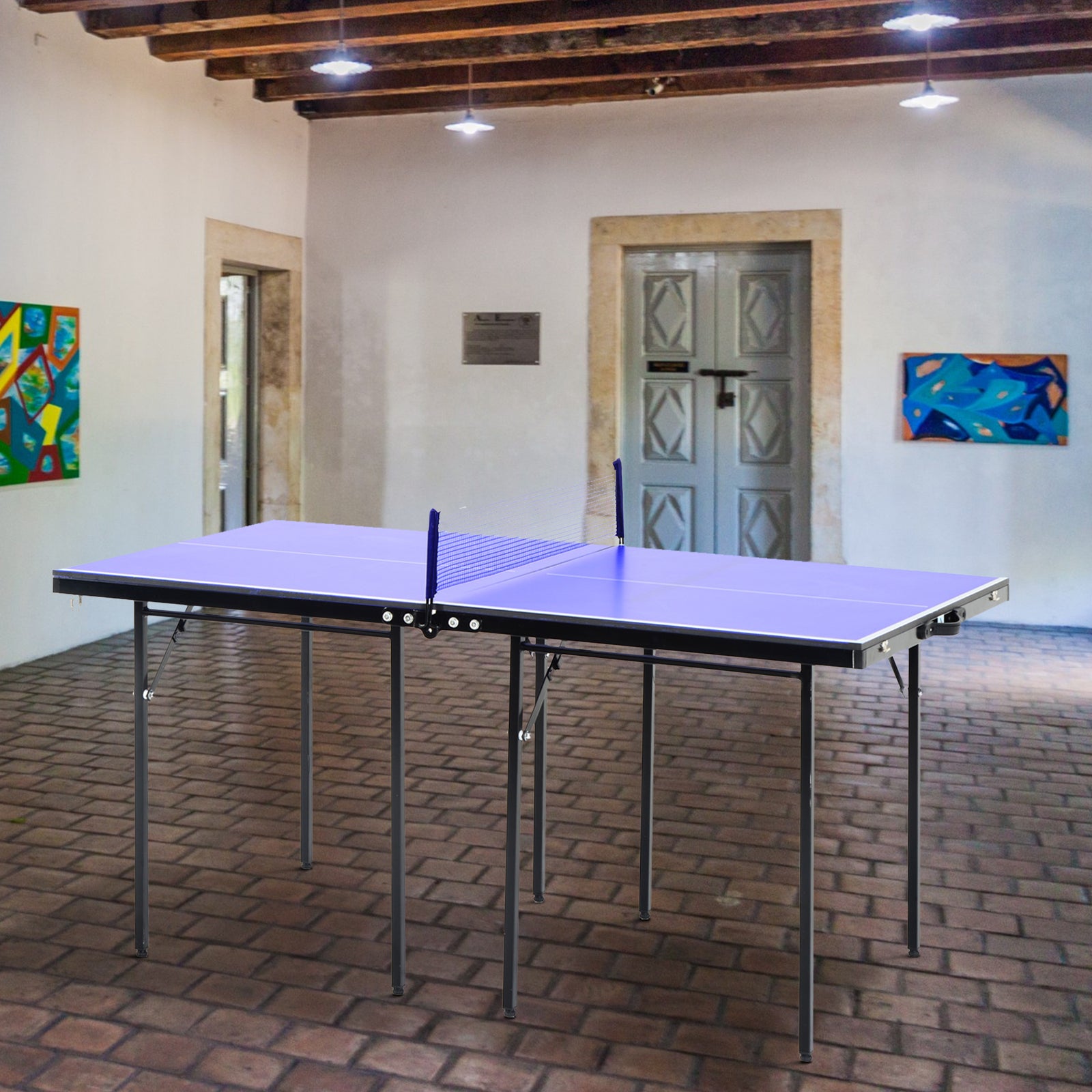 5ft Folding Mini Ping Pong Set With Net | Blue