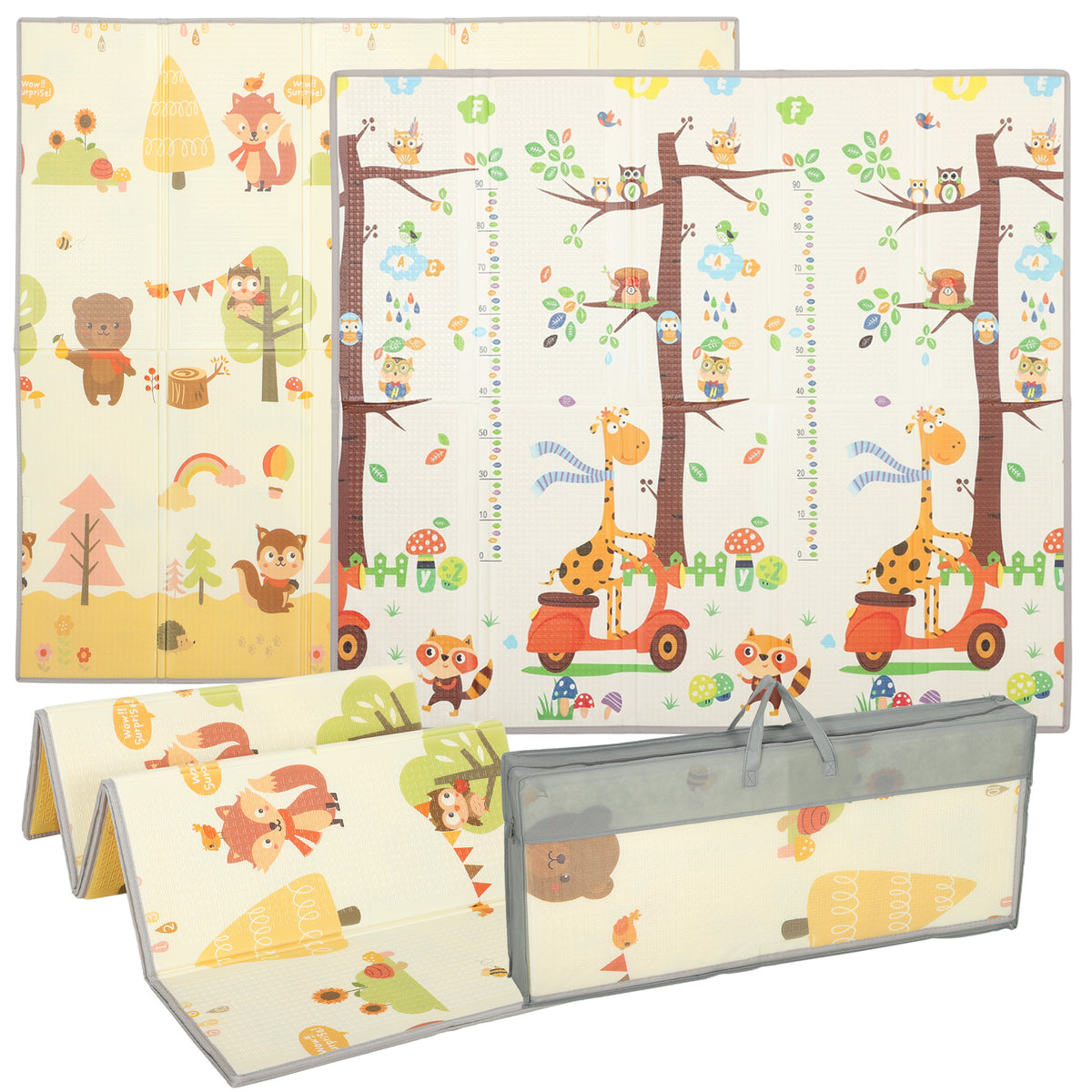 Foldable Reversible Baby Play Mat 200 X 180 Cm, Tree & Forest