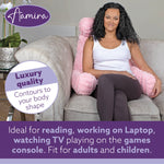 Luxurious Xl Reading Pillow Detachable Headrest, Soft Ribbed Faux Fur, Memory Foam Cuddle Cuddle Cushion Backrest | XL | Pink