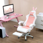 Racing Chair W/ Footrest Rabbit Ears | Pink