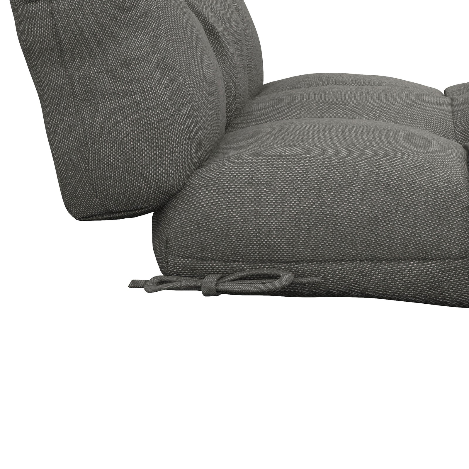 2pc Outdoor Seat Cushion With Backrest, Ties, For Garden | Charcoal Gray