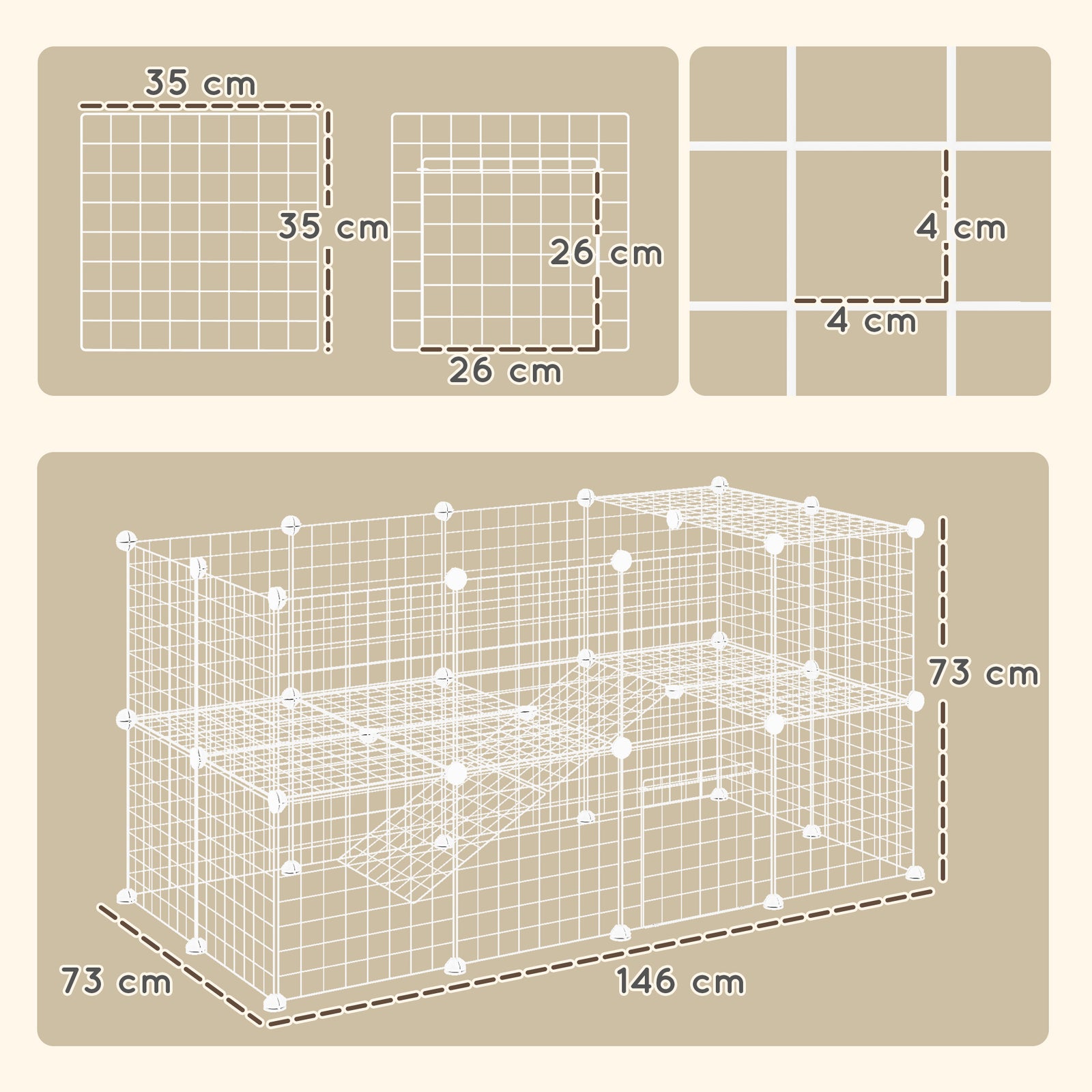 Diy Pet Playpen 36 Panel For Rabbit Chinchilla Hedgehog, White | White