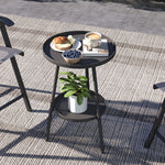 Round Garden Table, 2-tier Metal Patio Table Coffee Table