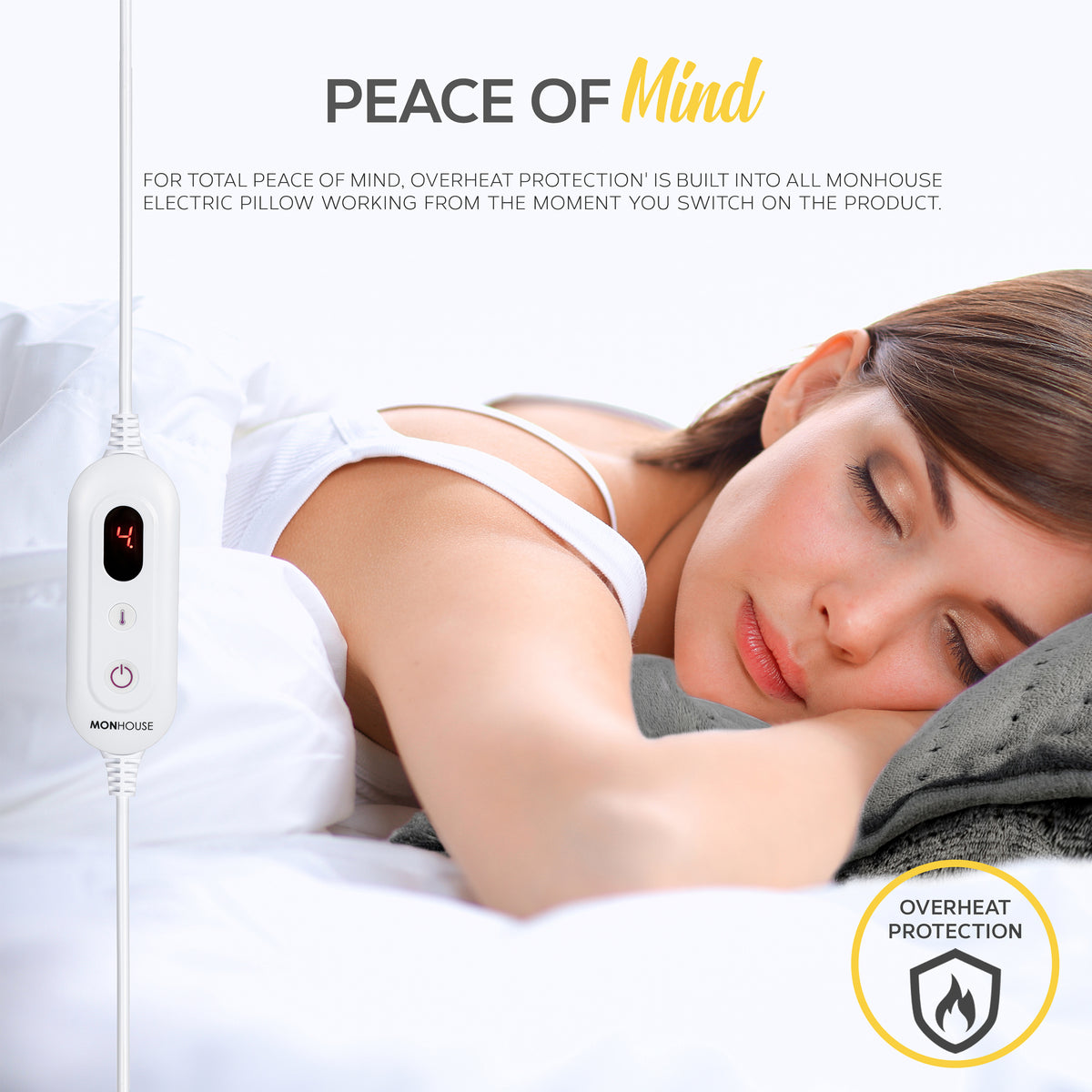 Heated Pillow Grey Cushion - 3 Heat Settings - Detachable Controller | One Size | Grey
