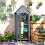 Wooden Small Garden Shed With 3 Shelves And Tilt Roof Grey | Grey