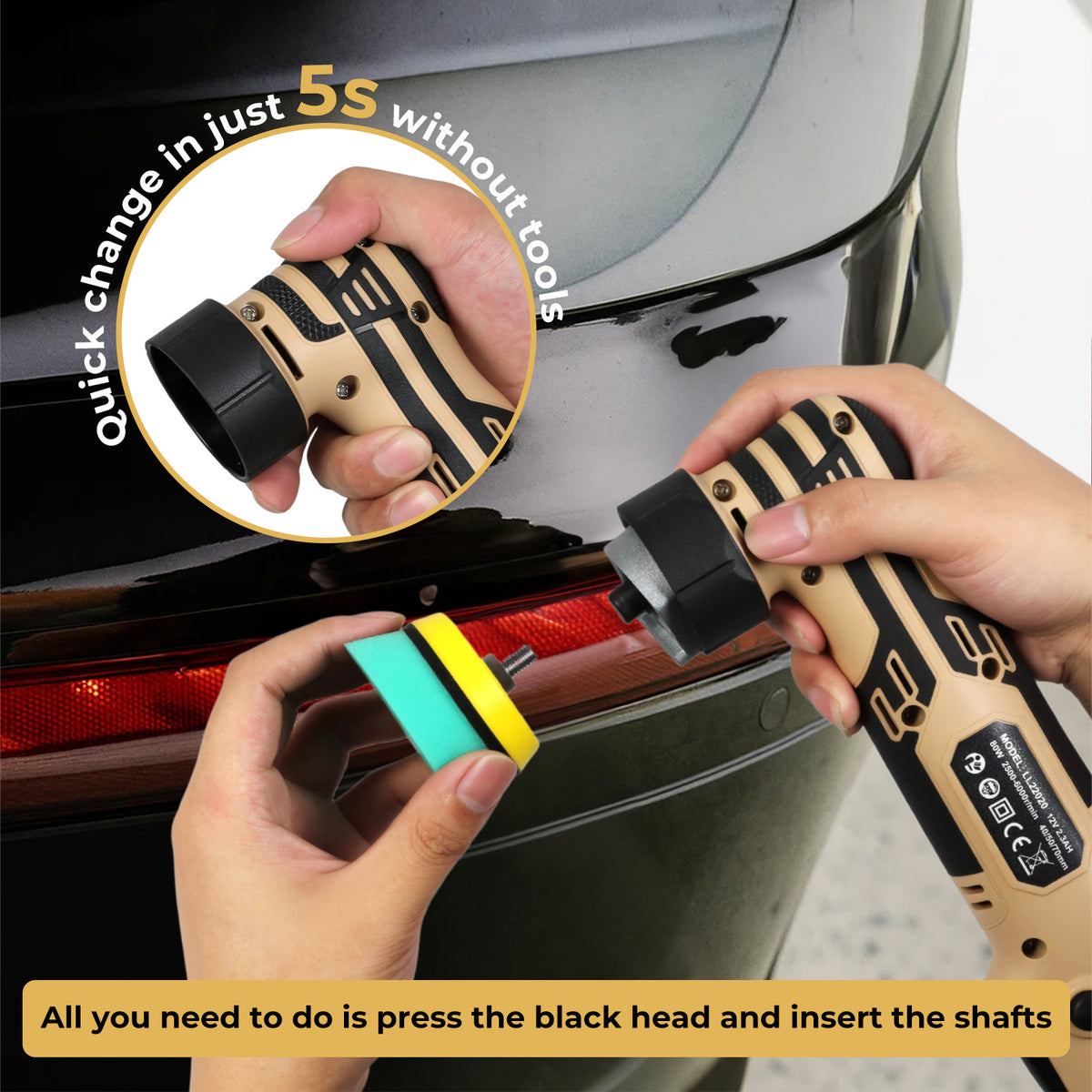 Cordless Car Polisher Buffer Mini Polishing Machine Dual Action 12v | Black