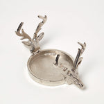 HOMESCAPES Silver Reindeer Double Candle Holder