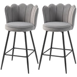Barstool With Petal Backrest For Kitchen Island | Set of 2 | Grey