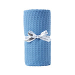 Organic Cotton Waffle Blanket/ Throw | 125cm x 150cm | Blue