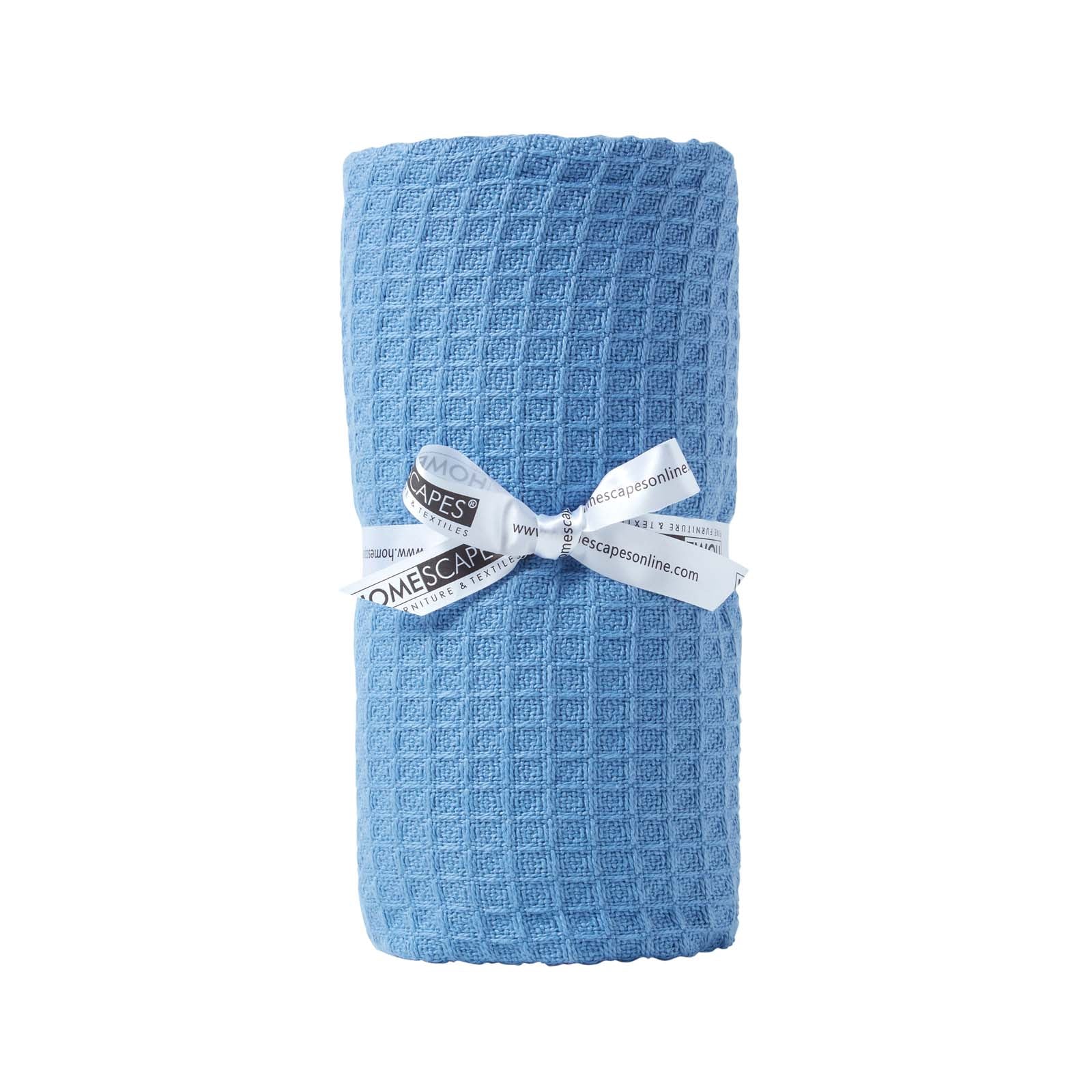Organic Cotton Waffle Blanket/ Throw | 90cm x 112cm | Blue