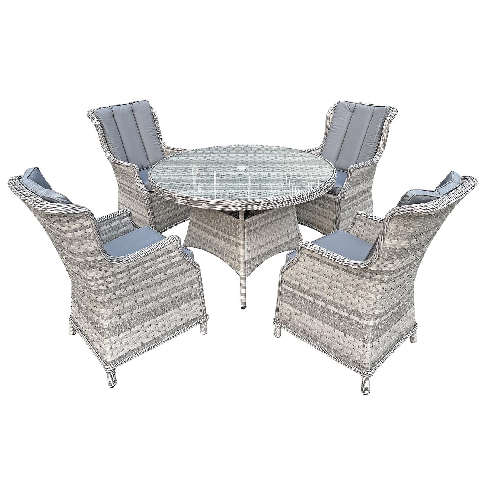 Knightsbridge Xl Rattan 4 Seat Dining Set | 4 Seat | Dove Grey