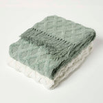 Diamond Textured Pattern Cotton Tufted Throw | 125cm x 150cm | White